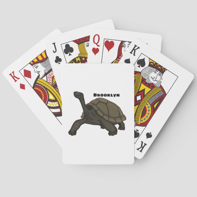 Galapagos landsköldpaddsillustration casinokort (Baksidan)