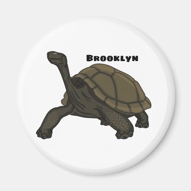 Galapagos landsköldpaddsillustration magnet (Framsidan)