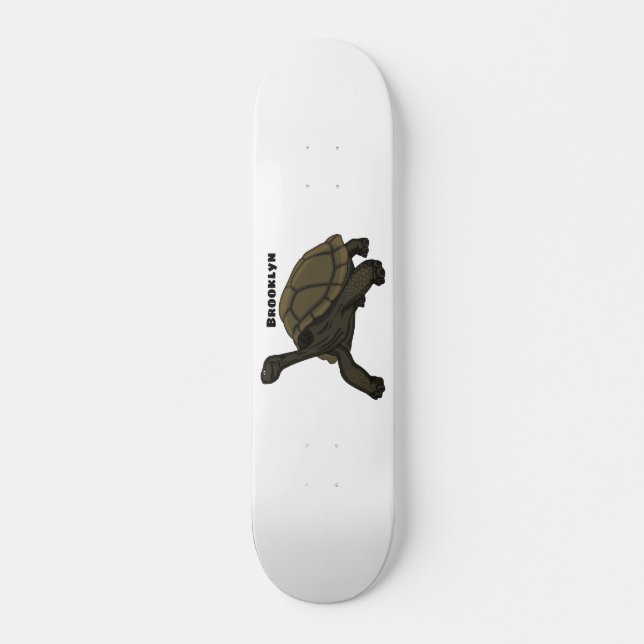 Galapagos landsköldpaddsillustration mini skateboard bräda 18,5 cm (Framsida)
