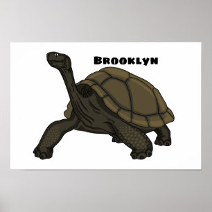 Galapagos landsköldpaddsillustration poster