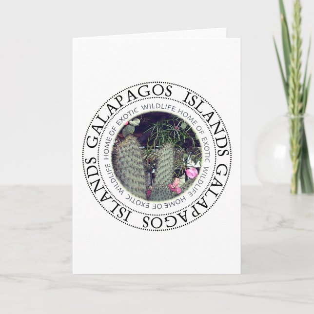 Galapagos öar som blommar kaktusen, noterar kortet kort (Framsida)