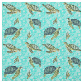 Galapagos Sea Turtles Vattenfärg Tyg