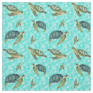 Galapagos Sea Turtles Vattenfärg Tyg