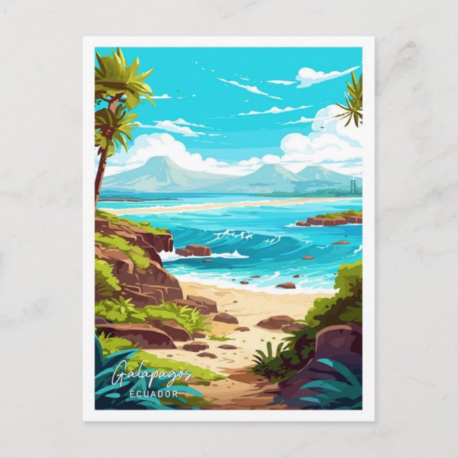 Galapagosöarna Ecuador Travel Illustration Vykort (Framsida)