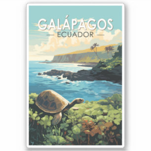 Galapagosöarna Giant Tortoise Travel Art Retro Klistermärken