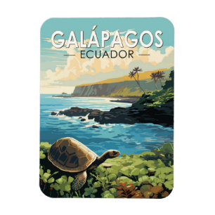 Galapagosöarna Giant Tortoise Travel Art Retro Magnet