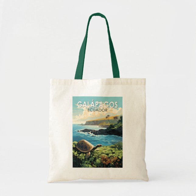 Galapagosöarna Giant Tortoise Travel Art Retro Tygkasse (Framsidan)