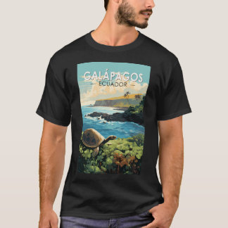 Galapagosöarna Giant Tortoise Travel Art T Shirt