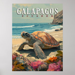 Galapagosöarna Giant Tortoise Travel Poster