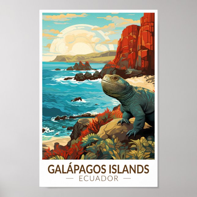Galapagosöarna Travel Art Vintage Poster (Framsidan)