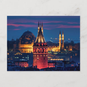 Galata Torn och Süleymaniye Mosque Vykort