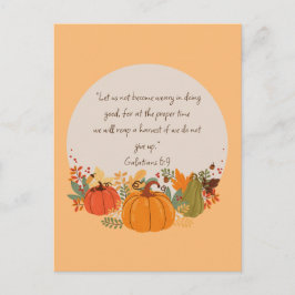 Galaterbrevet 6:9 Skörd Höst Fall Tacksam Pumpa Vykort