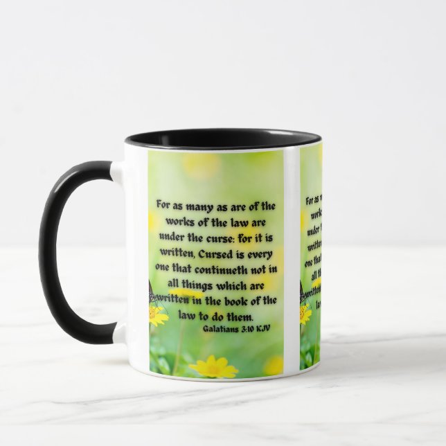 Galatianer 3:10 KJV Bible Verse Pic Two-Tone Mugg (Vänster)