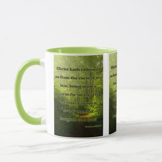 Galatianer 3:13 KJV Bible Verse Pic Two-Tone Mugg (Vänster)
