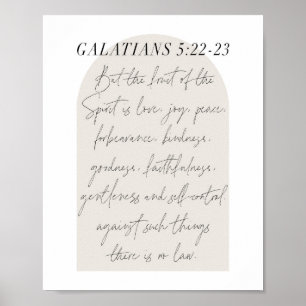 Galatianer 5:22-23 Minimal Boho Beige Arch-skript Poster