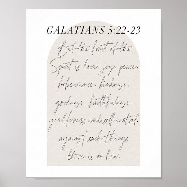 Galatianer 5:22-23 Minimal Boho Beige Arch-skript Poster (Framsidan)