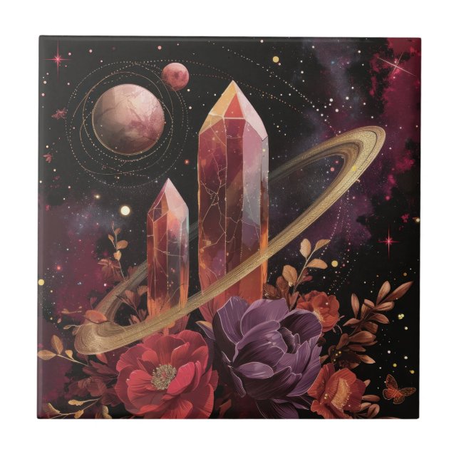 Galax Amethyst Stjärnfält Kosmiskt Mönster Kakelplatta (Framsidan)