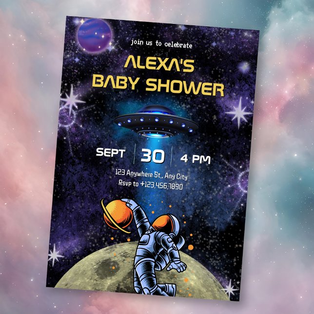 Galax Astronaut mån baby dusch Inbjudningar (Skapare uppladdad)