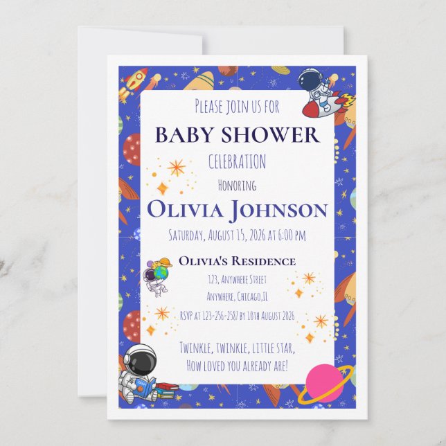 Galax Baby Shower Inbjudningar (Framsida)