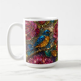 Galax Blommiga Fågelmönster Kaffemugg