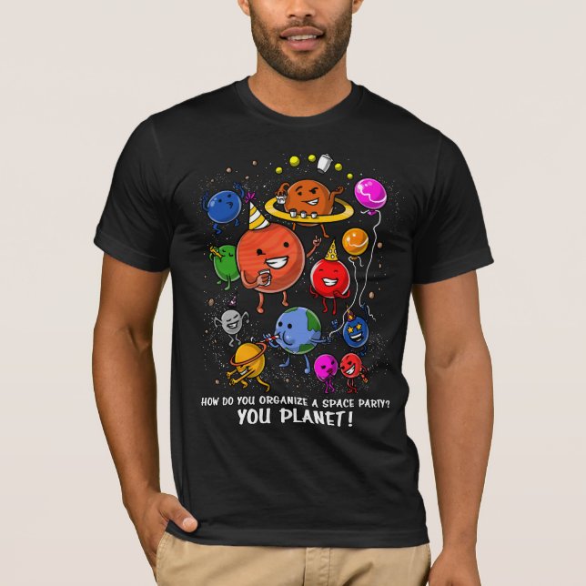 Galax för astronomi för utrymmepartyplanet kosmisk t shirt (Framsida)