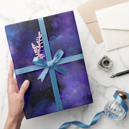 Galax Lila Nebula Svart Abstrakt Mönster Presentpapper