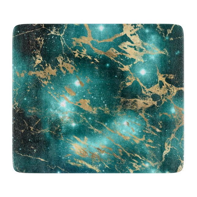 Galax Marmor Grön Svart Stjärnklar Natt Kök (Framsidan)