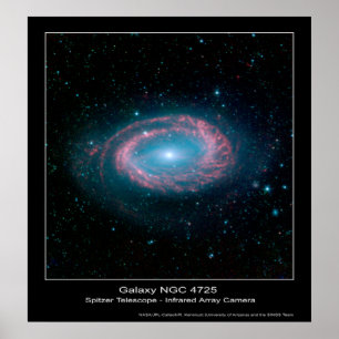 Galax NGC 4725 - Spitzer utrymmeteleskop Poster