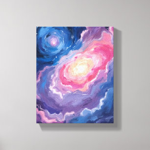 Galax Ovan Himmel Stjärnor Pastell Watercolor Canvastryck