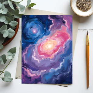 Galax Ovan Himmel Stjärnor Pastell Watercolor Vykort