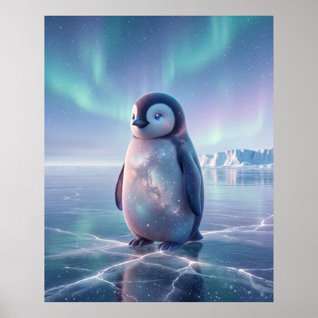 Galax Pingvin Stjärna Strand Poster (Framsidan)