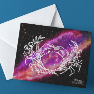 Galax Rosa Kräftans Stjärnbild Zodiakens Tecken Vykort