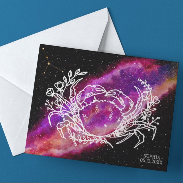 Galax Rosa Kräftans Stjärnbild Zodiakskilt Vykort (Skapare uppladdad)