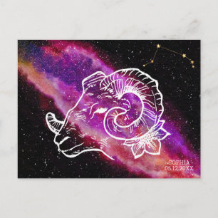 Galax Rosa Lila Väduren Stjärnbild Zodiakilt Stjär Vykort