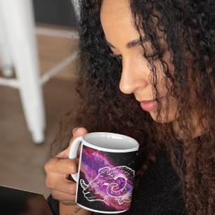 Galax Rosa Lila Väduren Stjärnbild Zodiakiltcken Kaffemugg