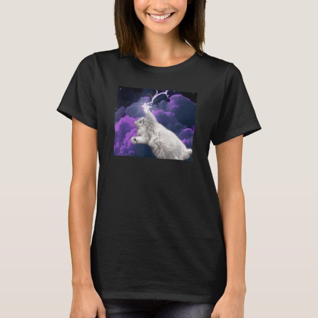 Galax Rymd Belysning Katt T Shirt (Framsida)