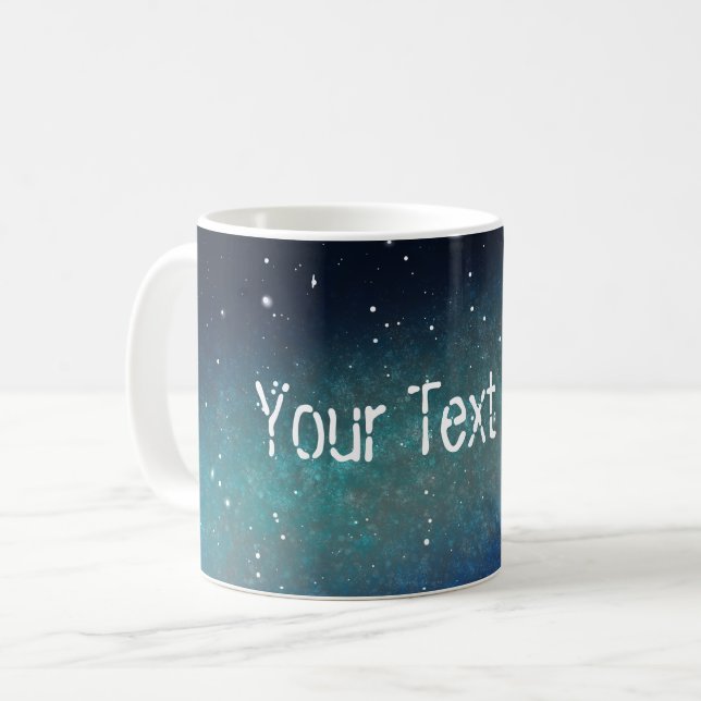 Galax rymd nebulosa natt himmel blå grön kaffemugg (Framsida vänster)