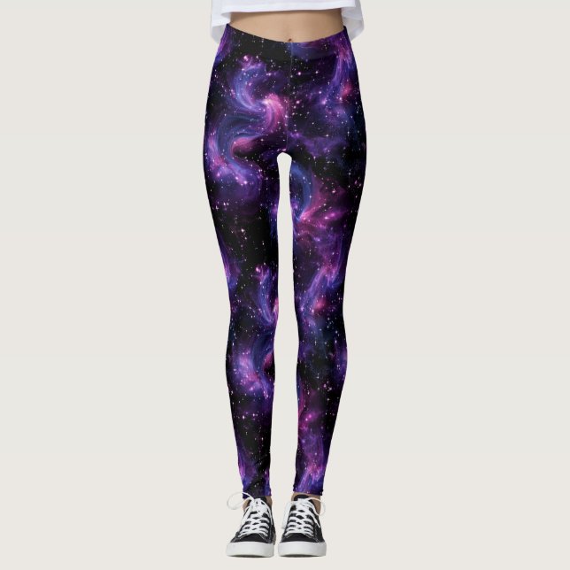Galax Space Nebula Kosmiskt Mönster Leggings (Framsida)
