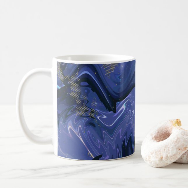 Galax Virvel Blå Abstrakt Kosmisk Mönster Kaffemugg (Med munk)