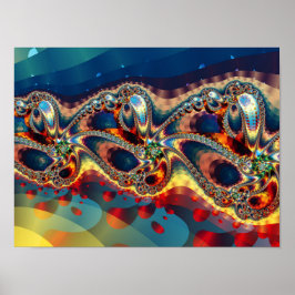 Galaxblomma Fraktal Poster