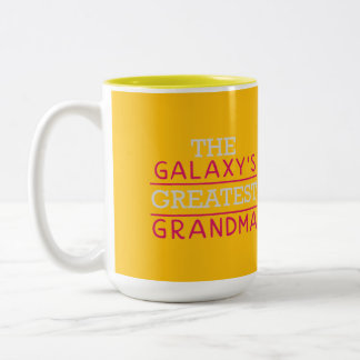 Galaxens Största Mormor Gul och Grön Flo Två-Tonad Mugg