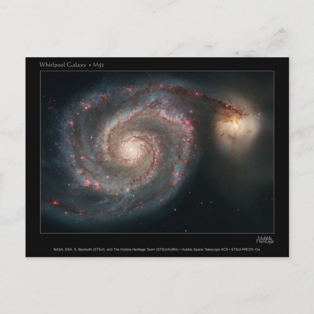 Galaxer för bubbelpool M51 och följe Vykort (Framsida)