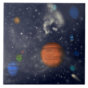 Galaxer med stjärnor och planeter i rymden kakelplatta