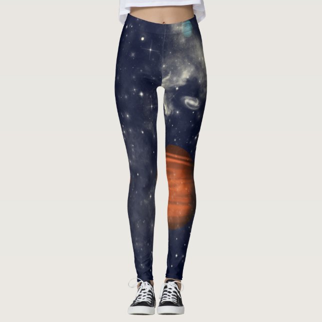 Galaxer med stjärnor och planeter i rymden leggings (Framsida)