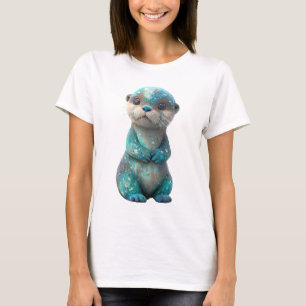 Galaxglaserad himmelskt utterkvinna i rymden t shirt