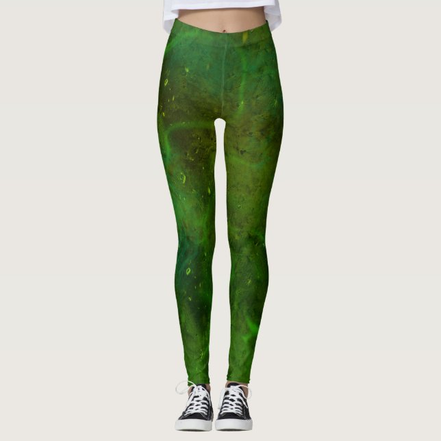 ’Galaxia Verde’ Abstrakt Leggings (Framsida)