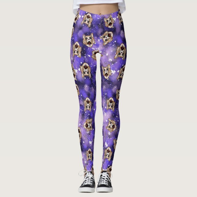 Galaxisk katt leggings (Framsida)