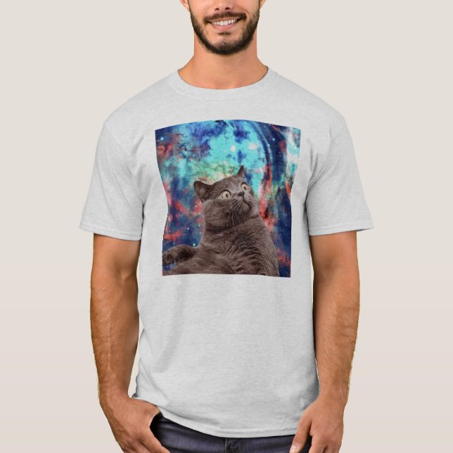 Galaxkattöverrrakning Tee Shirt (Framsida)