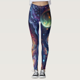 Galaxplaneter Kosmiskt Mönster Leggings