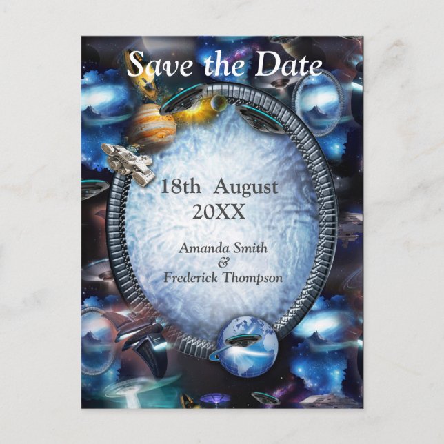 Galaxutrymmebesökare Meddelande Vykort (Framsida)